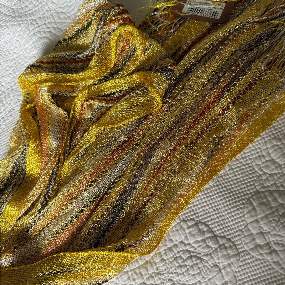 Missoni Vibrant Yellow and Brown Knit Foulard - Picture 4 of 4
